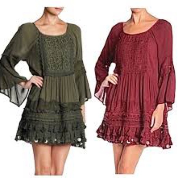 NWT,Raga,Gold Coins Embellish the Bottom, Burgundy Lace Dress,Size M - Picture 4 of 11